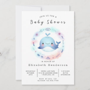 Invitation Baby shower Boho Custom Whale