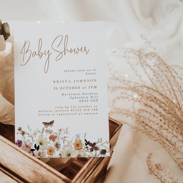 Invitation Baby shower Boho de fleur sauvage de automne (Créateur téléchargé)