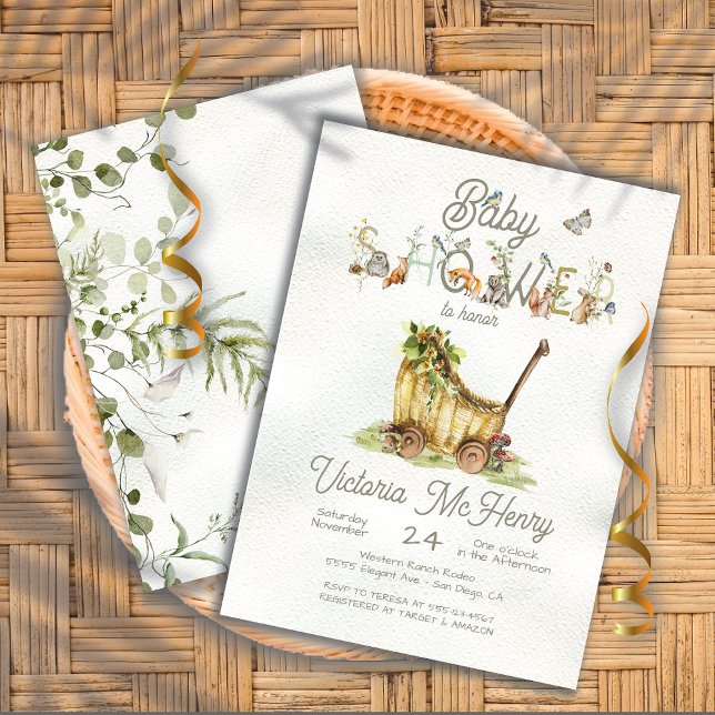 Invitation Baby shower Boho de la forêt boisée (Créateur téléchargé)