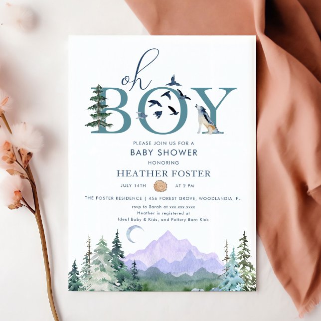 Invitation Baby shower Boho de la forêt de la aquarelle (Créateur téléchargé)