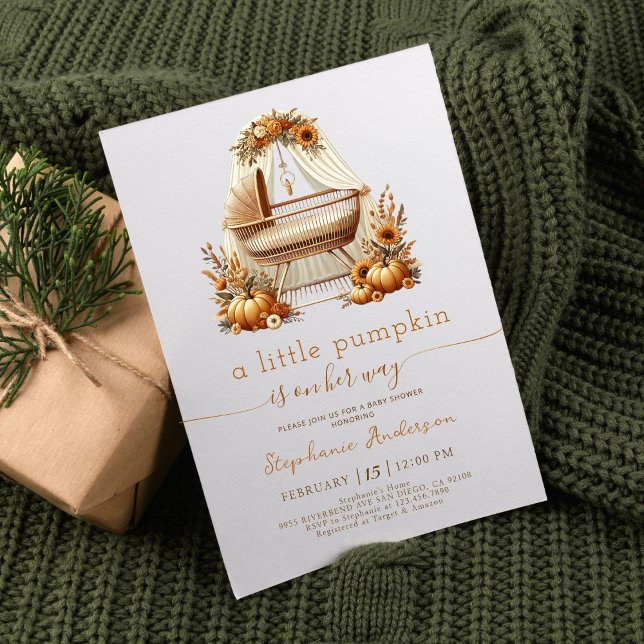 Invitation Baby shower Boho de la petite fille Citrouille Fal (Créateur téléchargé)