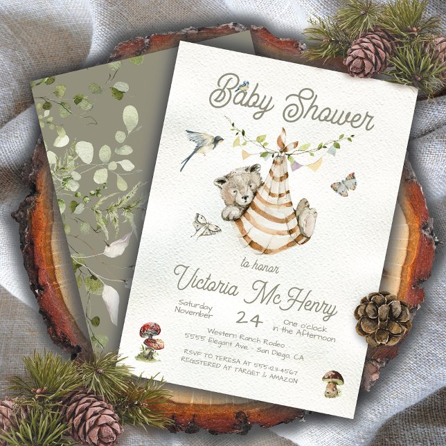 Invitation Baby shower Boho de laine d'ours (Créateur téléchargé)