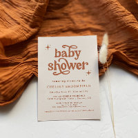 Invitation Baby shower Boho, Douche en terre cuite