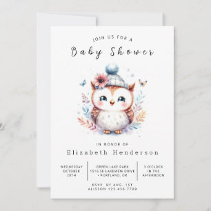 Invitation Baby shower Boho Editable Owl
