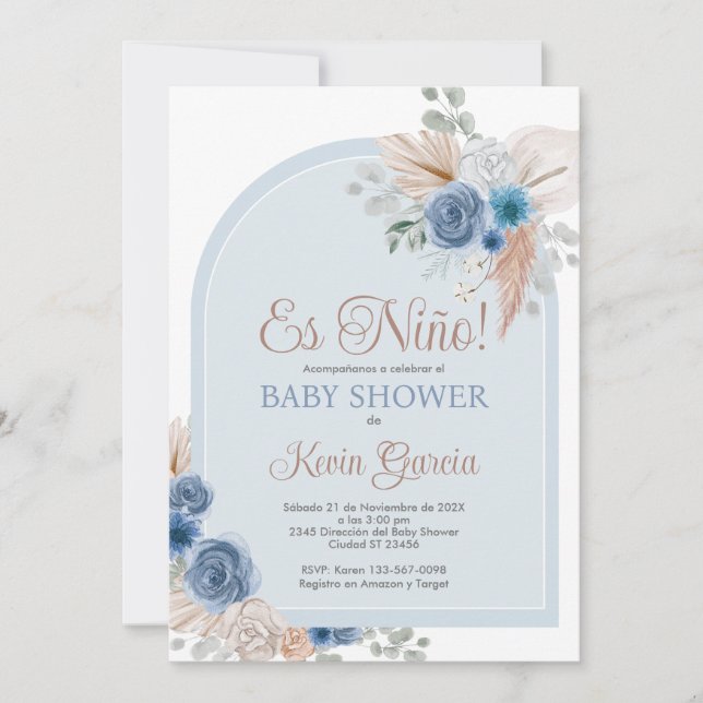 Invitation Baby shower Boho espagnol garçon (Devant)