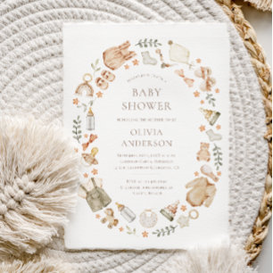 Invitation Baby shower Boho Genre Neutre Vêtements de bébé