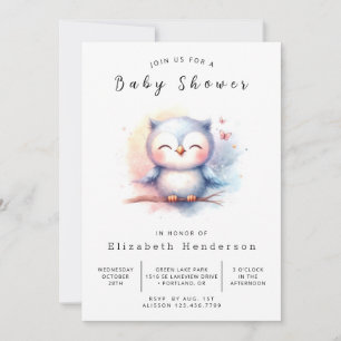 Invitation Baby shower Boho Graceful Owl