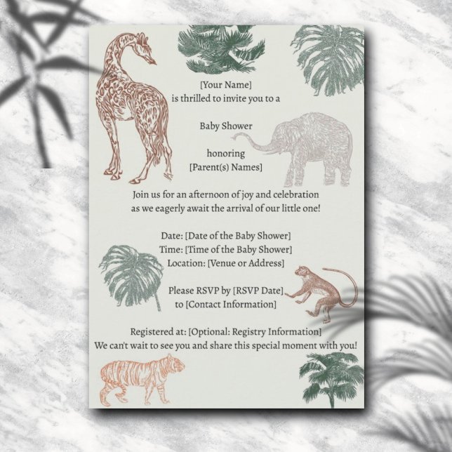 Invitation Baby shower Boho Jungle Safari (Créateur téléchargé)