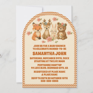 Invitation Baby shower Boho Knished Floral Woodland Animaux