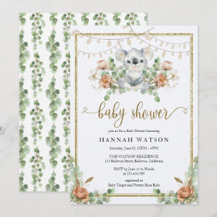 Invitation Baby shower Boho Koala Eucalyptus Woodland
