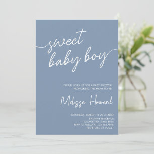 Invitation Baby shower Boho minimaliste moderne Boy Blue