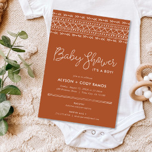 Invitation Baby shower Boho moderne Terra Costa