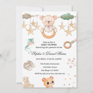 Invitation Baby Shower Boho Ourson