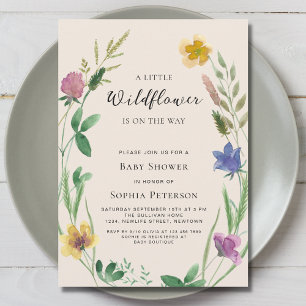 Invitation Baby shower Boho petit Fleur sauvage