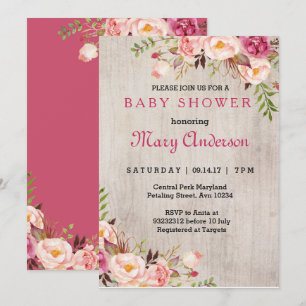 Invitation Baby shower Boho Rose