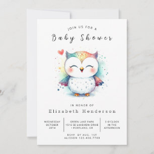 Invitation Baby shower Boho Simple Owl