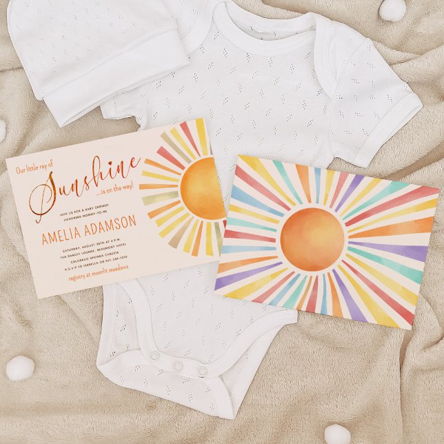 Invitation baby shower Boho Sun 'Little Ray of Sunshine' (Créateur téléchargé)