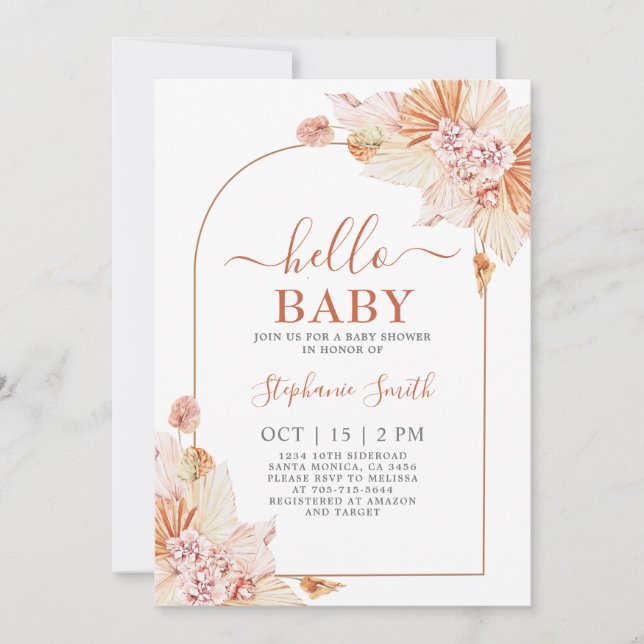Invitation Baby shower Boho Terracotta (Devant)