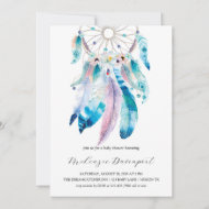 Invitation Baby shower Boho Turquoise et Purple Dreamcatcher