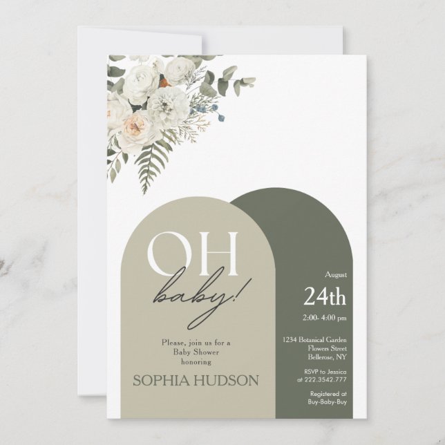 Invitation Baby shower Boho verdoyant (Devant)