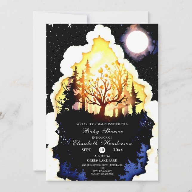 Invitation Baby shower Boho Woodland (Devant)