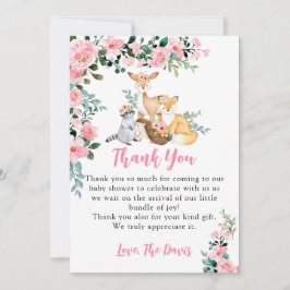 Invitation Baby shower Bois Animaux Fille Rose