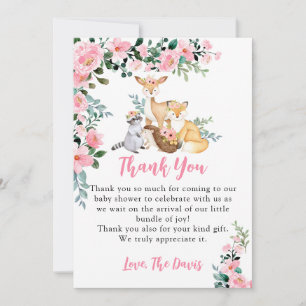 Invitation Baby shower Bois Animaux Fille Rose