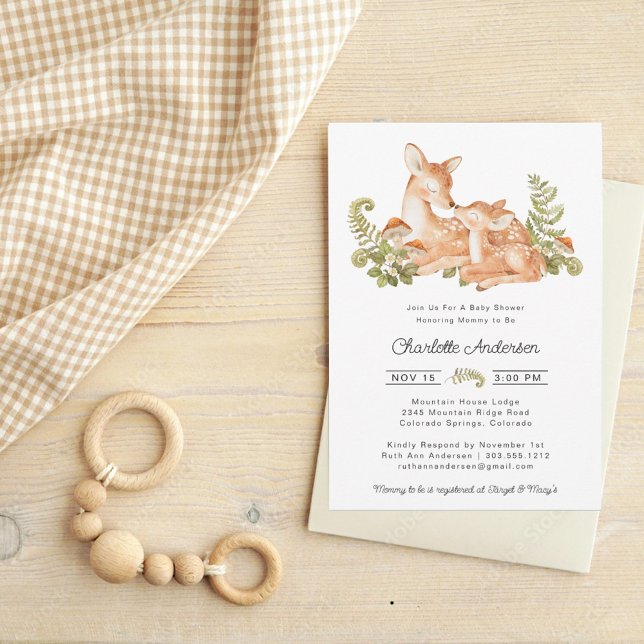 Invitation Baby shower bois de cerfs mignons Thème (Créateur téléchargé)