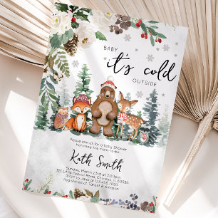 Invitation Baby Shower Bois de Winter Neutre