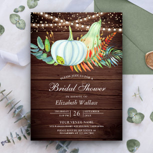 Invitation Baby Shower Bois Rustique Citrouille Blanche
