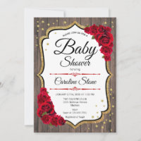 Baby shower - Bois rustique Rouge or