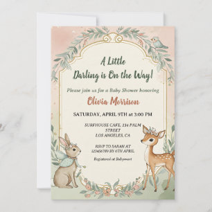 Invitation Baby shower boisé de mûre Deer Bunny