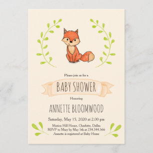 Invitation Baby shower boisé de mûre Fox