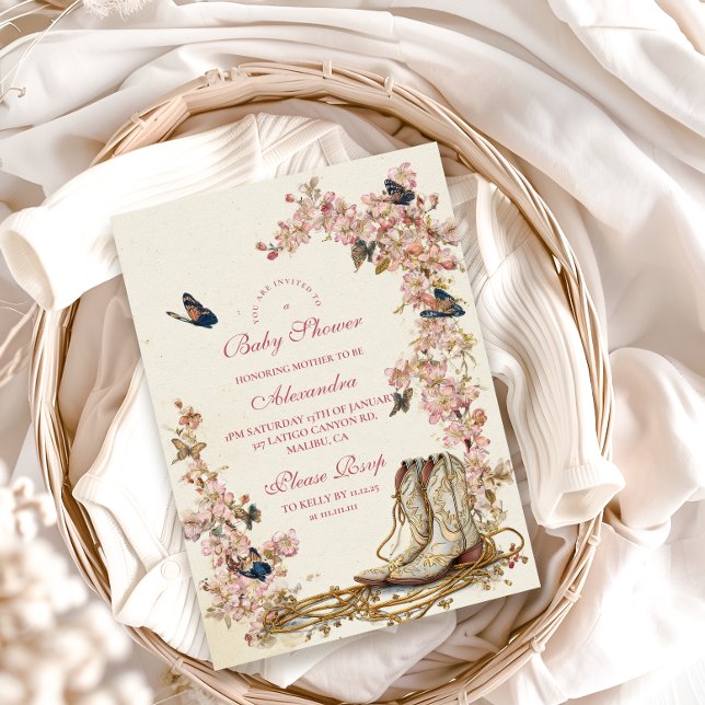 Invitation Baby shower Boots Boots Boho Cowgirl (Créateur téléchargé)