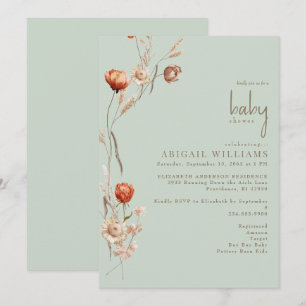 Invitation Baby shower botanique de mesure légère Boho