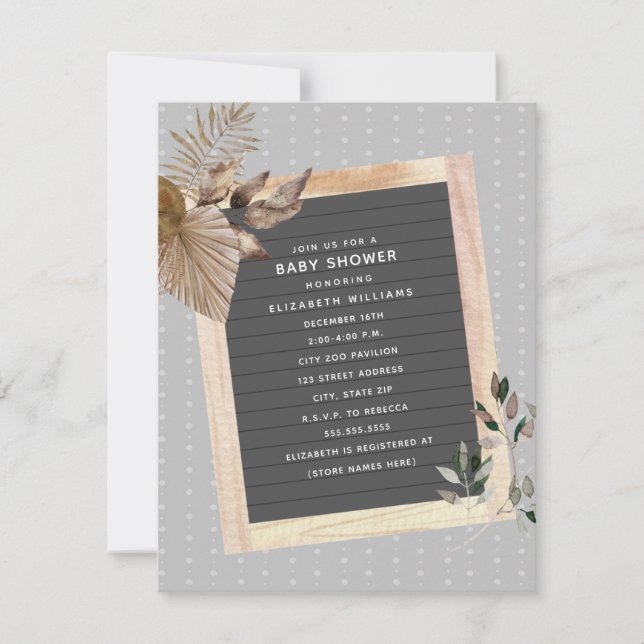 Invitation Baby shower botanique en carton (Devant)