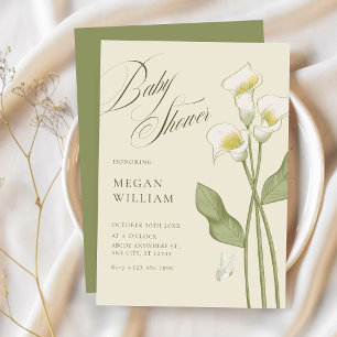 Invitation baby shower botanique fleuri vintage