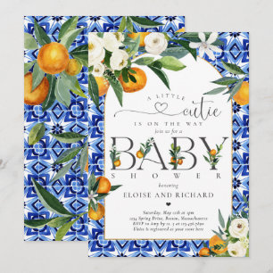Invitation Baby shower botanique orange de Little Cutie Citru