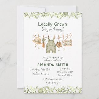 Invitation Baby Shower Botanique Rustique de Nourrisson Né Lo