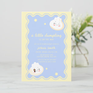 Invitation Baby Shower Boule Chinoise Étoile Jaune Bleue