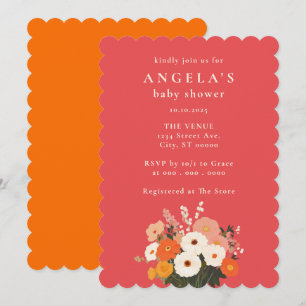 Invitation Baby Shower Bouquet Floral Peint en Couleurs Vives