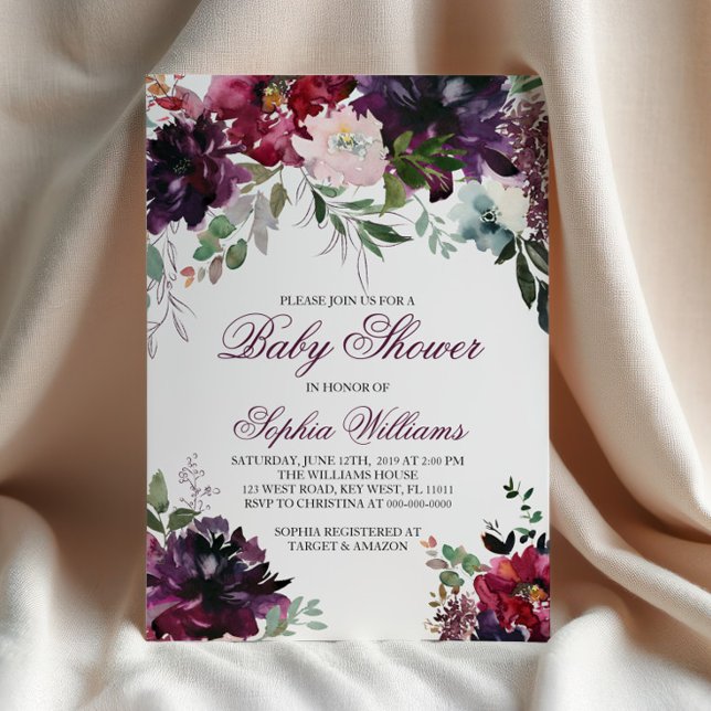 Invitation Baby shower Bourgogne (Créateur téléchargé)