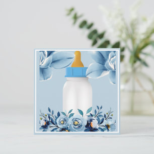 Invitation baby shower- Bouteille pour bébé- Fleur