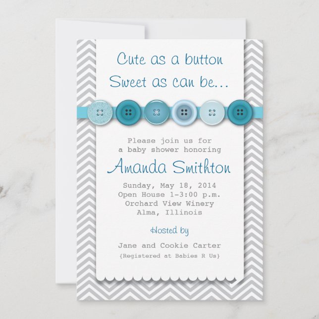 Invitation Baby shower Bouton Cute (Devant)