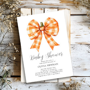Invitation Baby shower Bow Citrouille Coquette Bow Automne Or