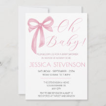 Baby shower Bow rose Aquarelle rose