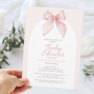 Invitation Baby shower Bow rose Élégante fille