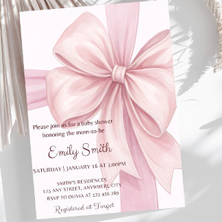Invitation Baby shower Bow rose Modèle Ribb rose