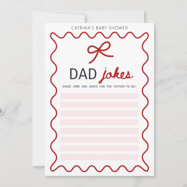 Invitation Baby shower Bow rouge - Nom modifiable, 5x7 (Devant)