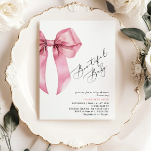 Invitation Baby shower Bowtiful Baby Pink Bow